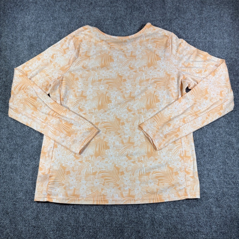 Hang Ten Sun Shirt Women Large Orange Floral UPF 50+ Long Sleeve Rash Guard Surf - Picture 8 of 8